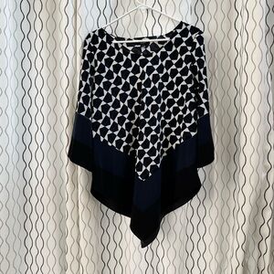 Alfani Black and White  and Blue Geometric Top